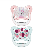 Dr. Brown's Pack de 2 Sucettes Orthodontiques Stage1 0-6M - Lapin Fraise
