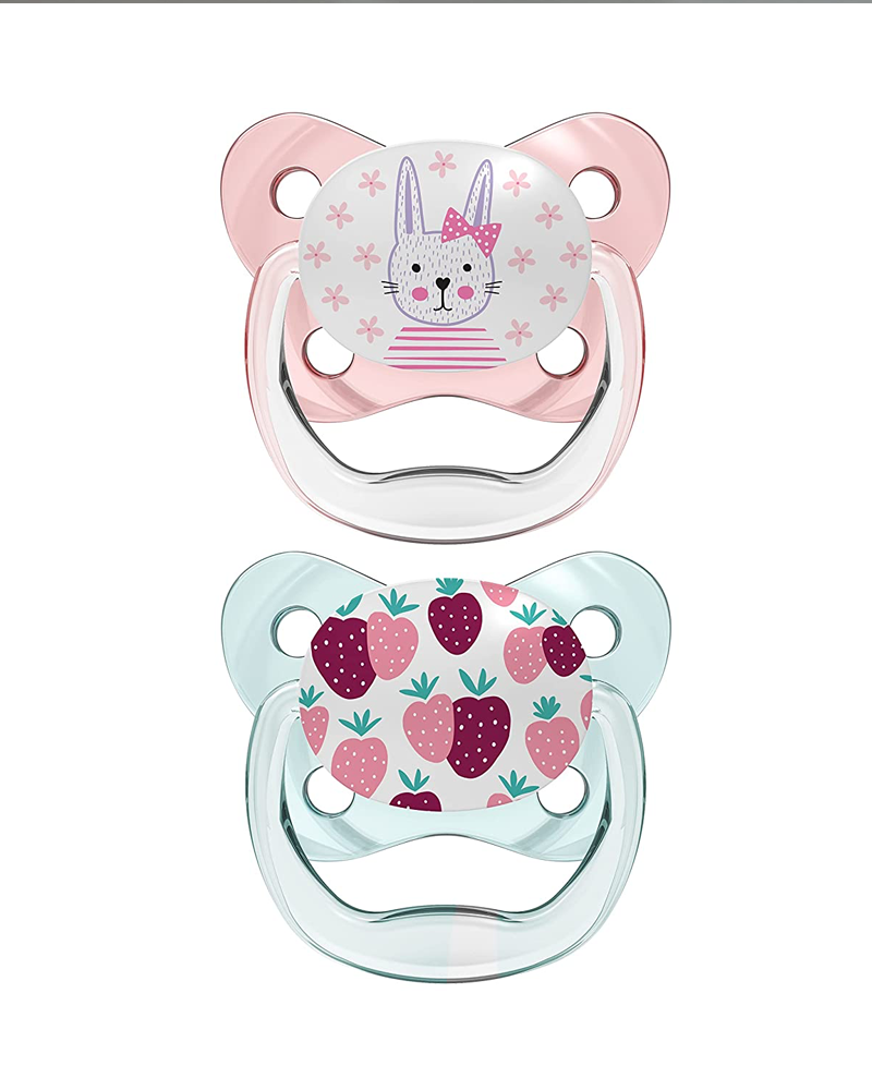 Dr. Brown's Pack de 2 Sucettes Orthodontiques Stage1 0-6M - Lapin Fraise