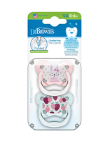 Dr. Brown's Pack de 2 Sucettes Orthodontiques Stage1 0-6M - Lapin Fraise