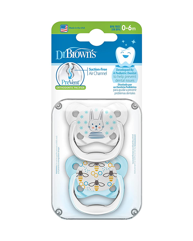 Dr. Brown's Pack de 2 Sucettes Orthodontiques Stage1 0-6M - Lapin Abeille