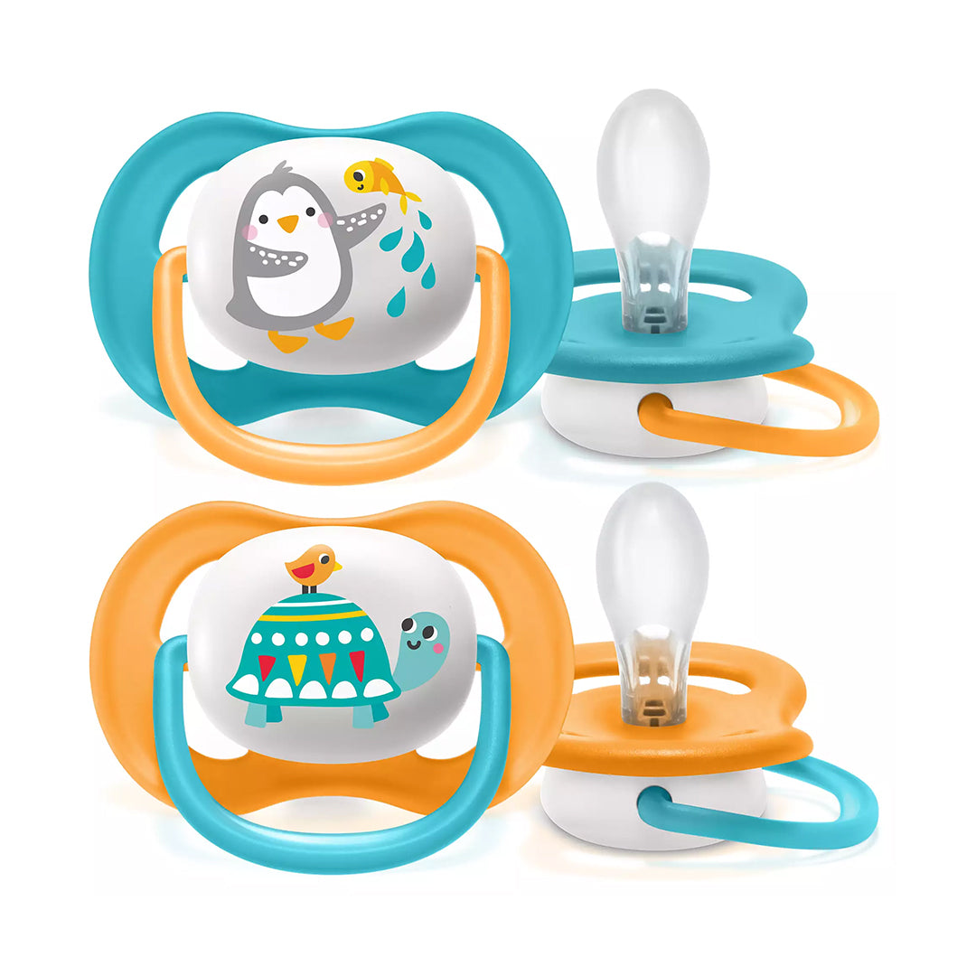 Sucette Philips Avent Ortho 6-18 mois garçon pingouin et tortue – emballage