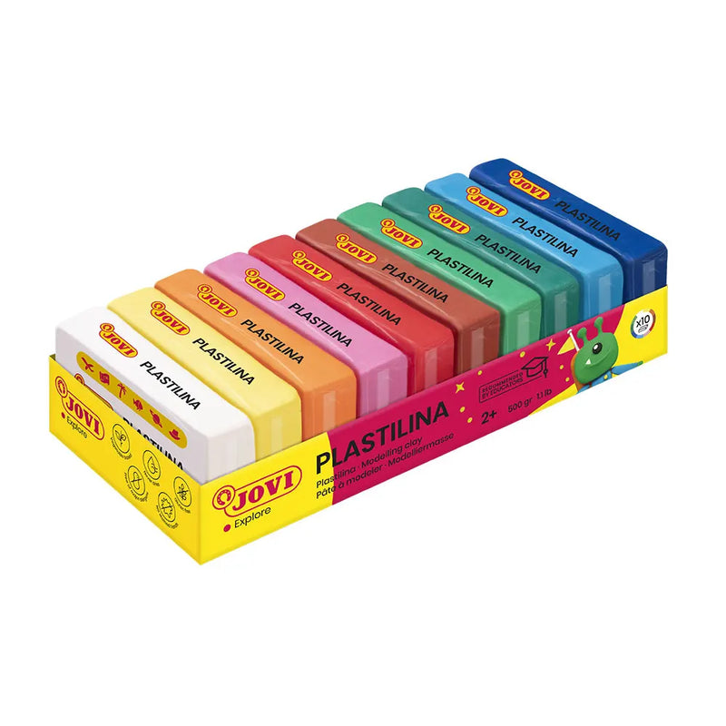 Jovi Bandeja de 10 Bloques de Masa para Modelar 50g - Colores Surtidos