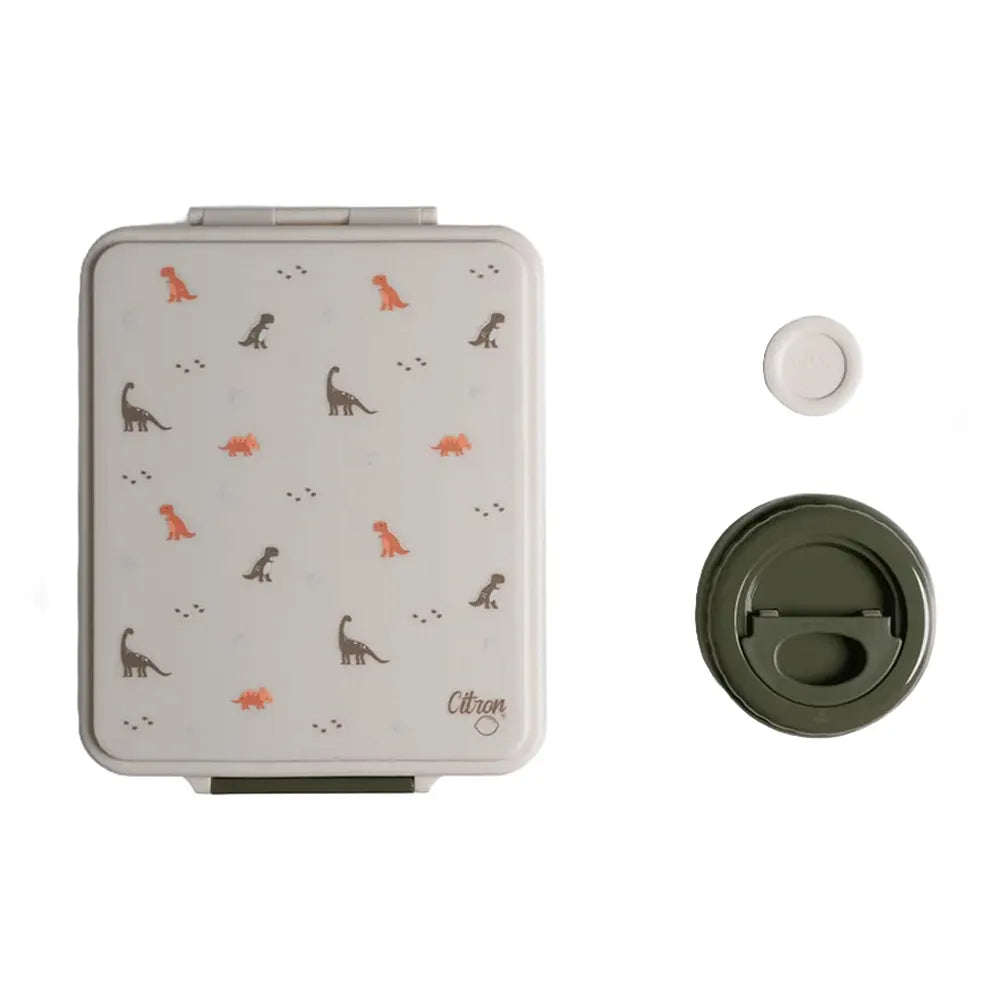 Citron Grande Lunchbox avec Pot Alimentaire Isotherme - Dino Vert