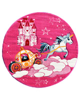 Tapis Rond Château Licorne Un Amour de Tapis - Rose