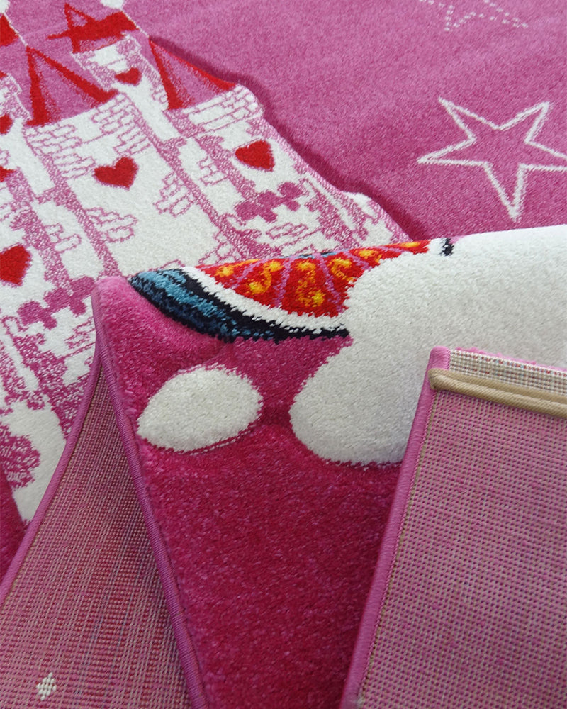 Tapis Rectangulaire Château Licorne Un Amour de Tapis - Rose