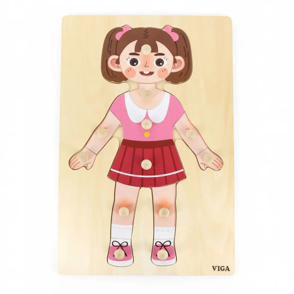 Viga Toys Puzzle Parties du Corps 12 Pièces Fille – 3A+