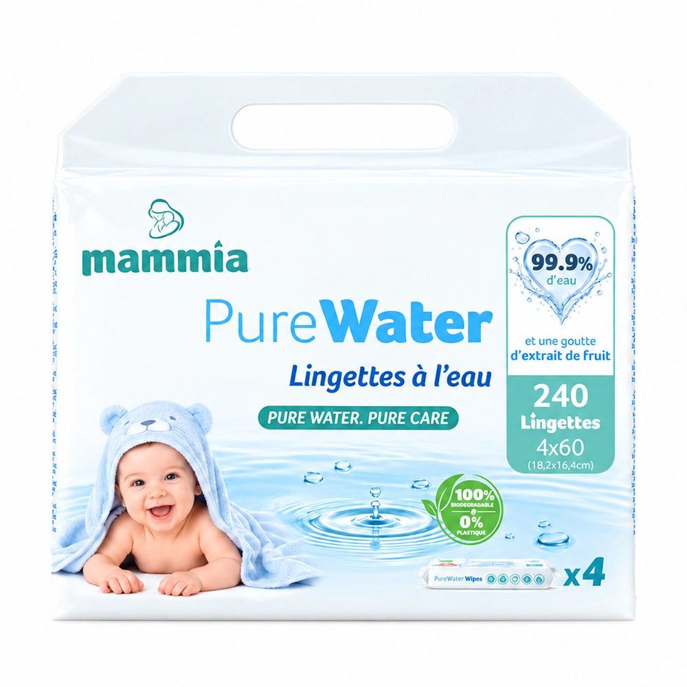 Mammia PureWater Wipes Lingettes Pack 4x60