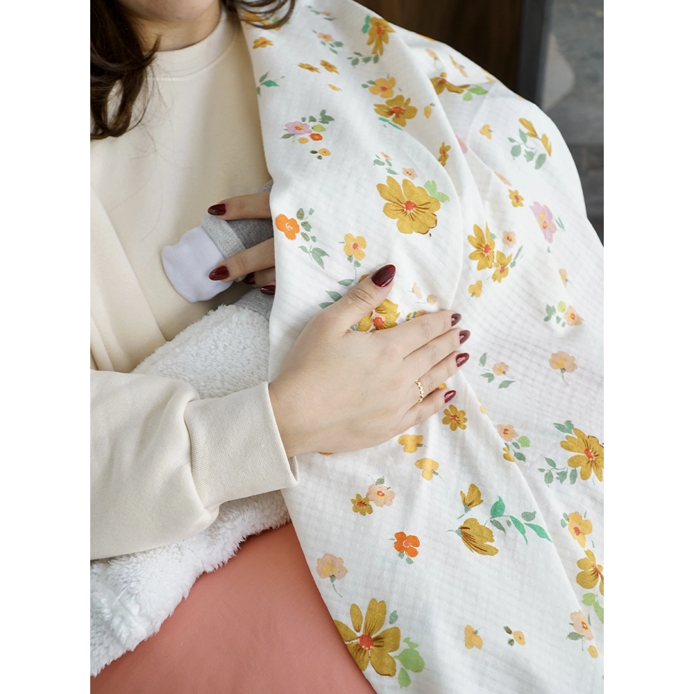 Bambidou Maxi lange 100cmx100cm Gaze de Coton Fleurs