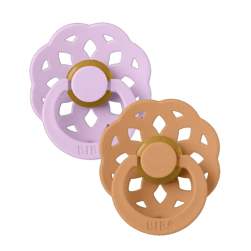 BIBS Set of 2 Bohemian Round Pacifiers - Sky Purple/Pumpkin