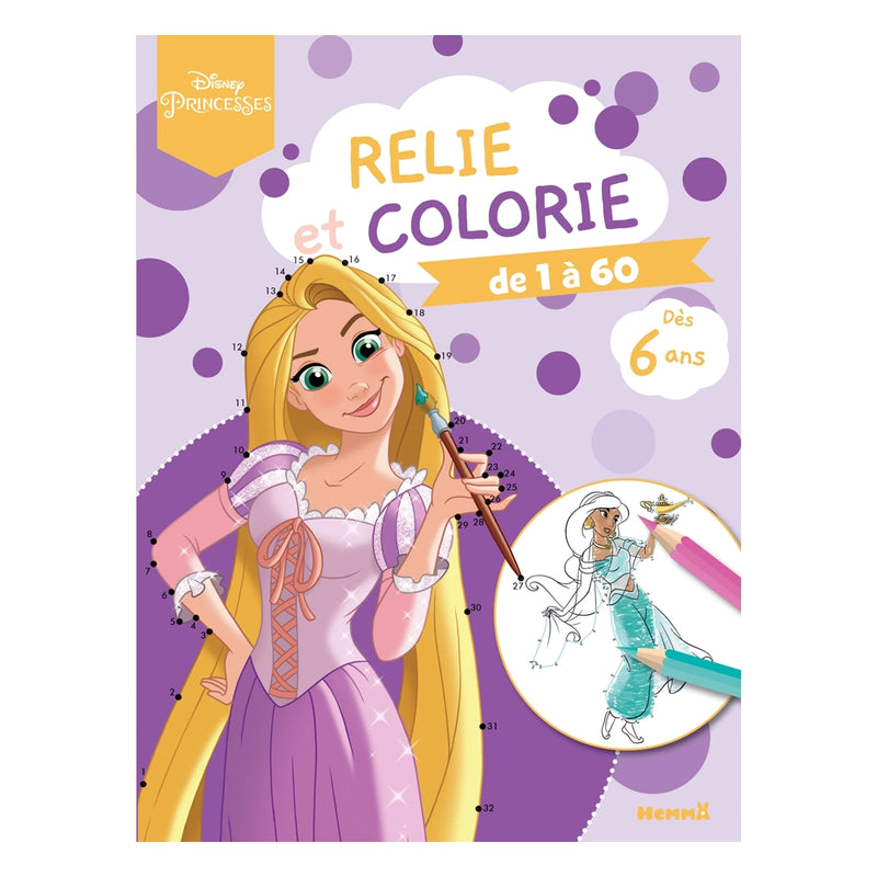 Une los puntos del 1 al 60 Princesas Disney - Une los puntos y colorea