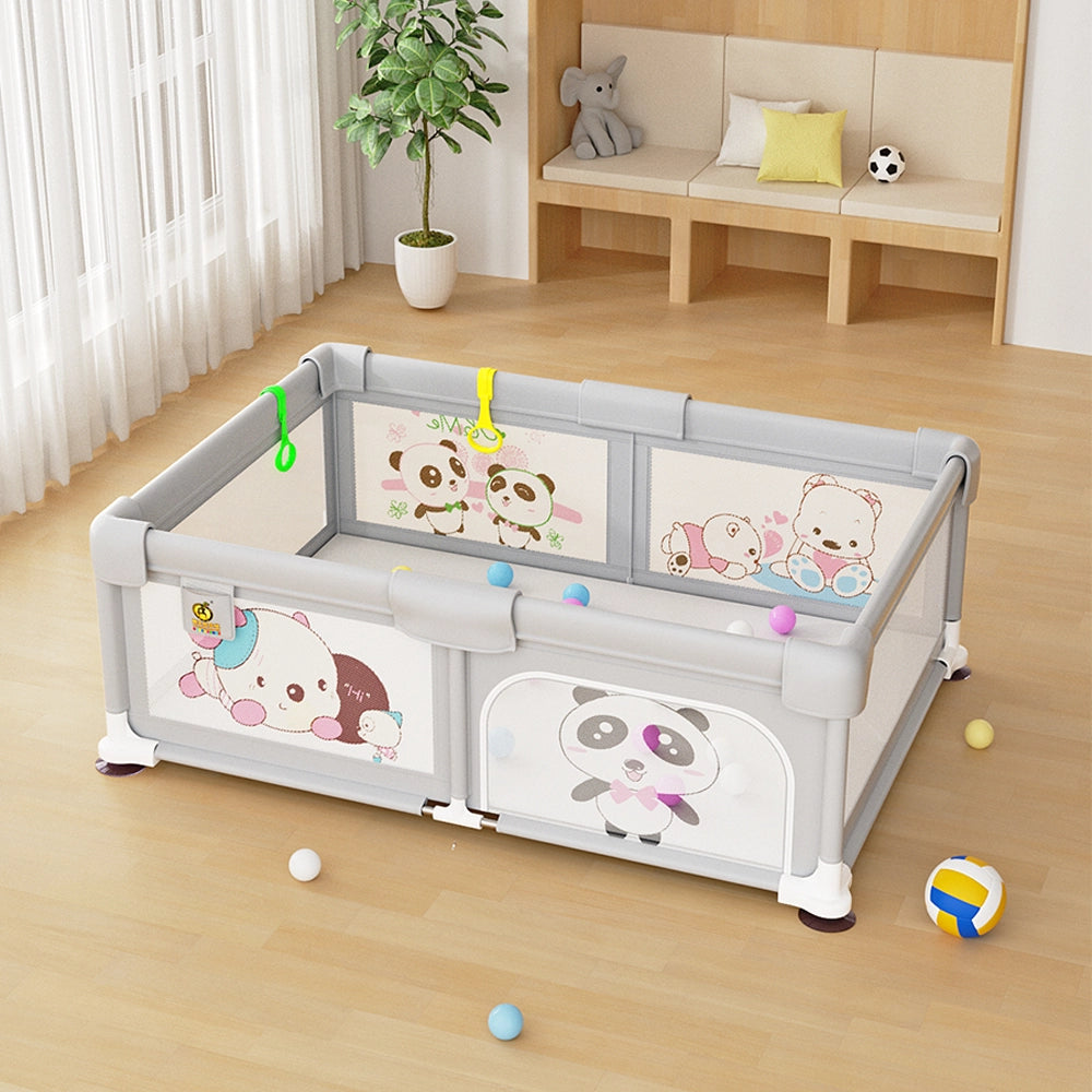 Parc de Jeux (90x19x27cm) avec Barrière de Sécurité - Gris