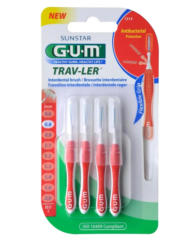 Cepillos interdentales finos G.U.M Trav-Ler de 0,8 mm x 4 unidades
