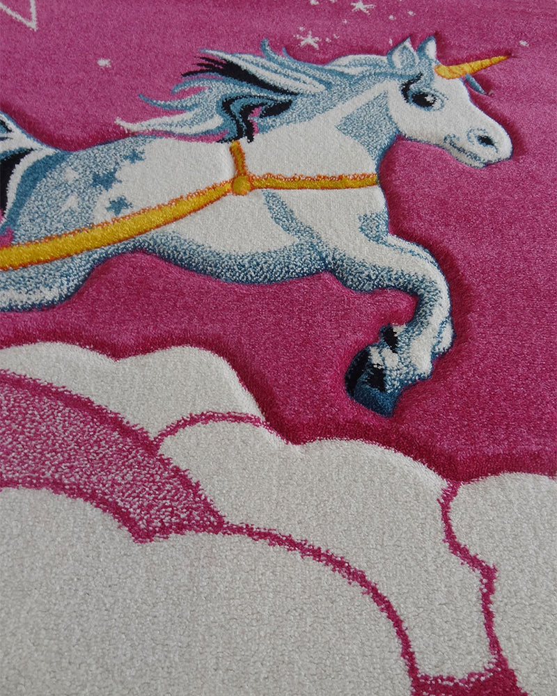 Tapis Rectangulaire Château Licorne Un Amour de Tapis - Rose