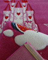 Tapis Rectangulaire Château Licorne Un Amour de Tapis - Rose