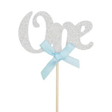 Set de 10 Toppers para Cupcakes de Cumpleaños UNO - Plateado