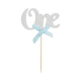 Set de 10 Toppers para Cupcakes de Cumpleaños UNO - Plateado
