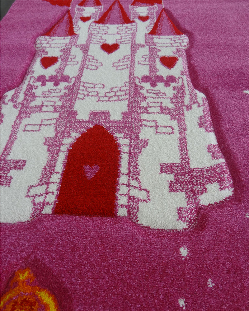 Tapis Rectangulaire Château Licorne Un Amour de Tapis - Rose