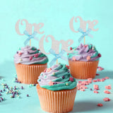 Set de 10 Toppers para Cupcakes de Cumpleaños UNO - Plateado