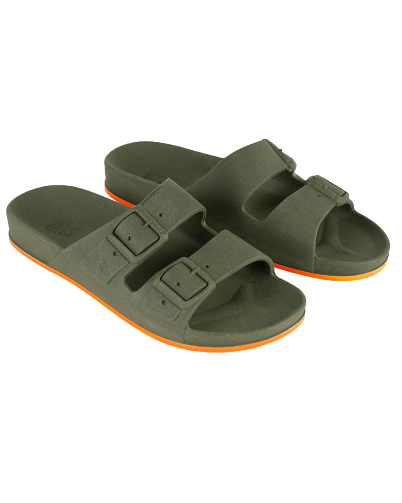 Cacatoès Sandales Parfumées Brasilia Fluo Hommes - Kaki & Orange