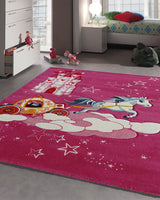 Tapis Carré Château Licorne Un Amour de Tapis - Rose