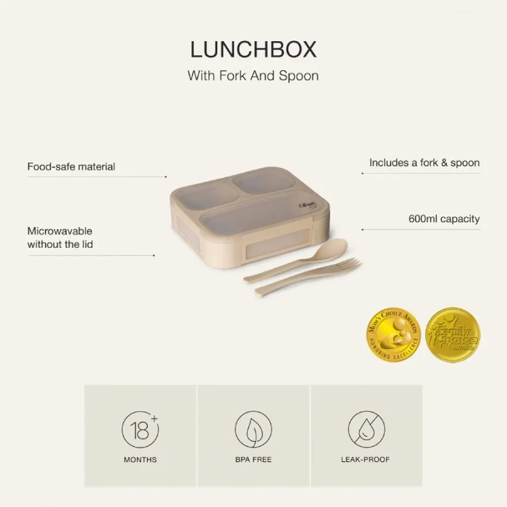Citron Lunch Box avec Cuillère & Fourchette - Bleu Poussière