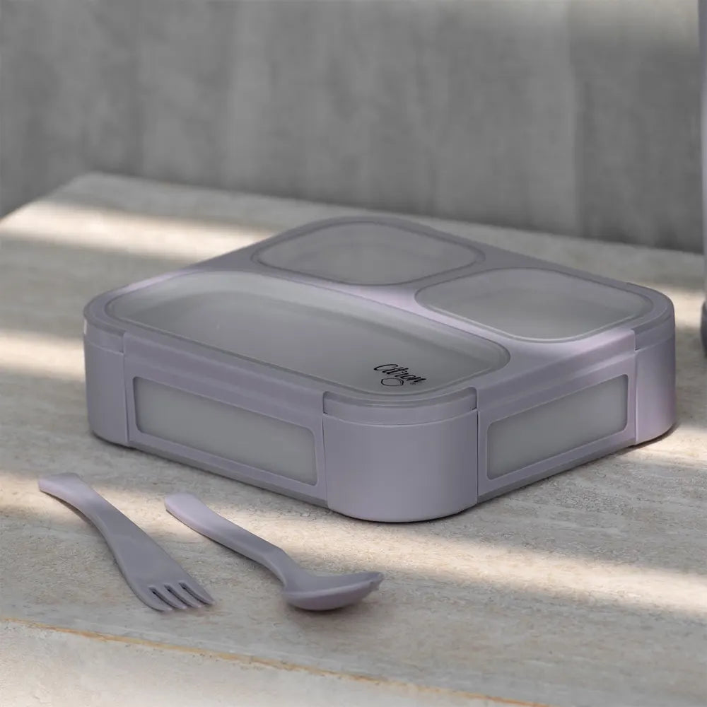 Citron Lunch Box avec Cuillère & Fourchette - Violet