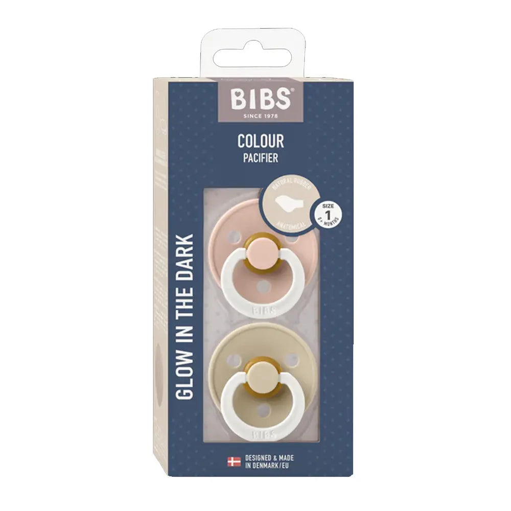 BIBS Pack of 2 Anatomical Pacifiers Blush/Vanilla – GLOW