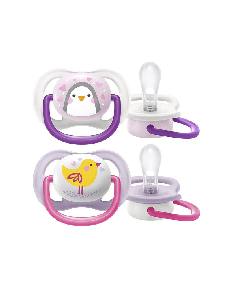 Avent Set of 2 Orthodontic Pacifiers Ultra Air Animals 0-6m Girl