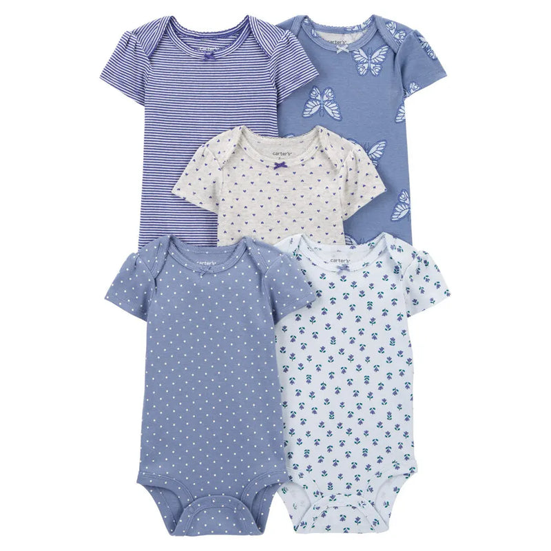 Pack de 5 bodis Carter's de manga corta - Azul