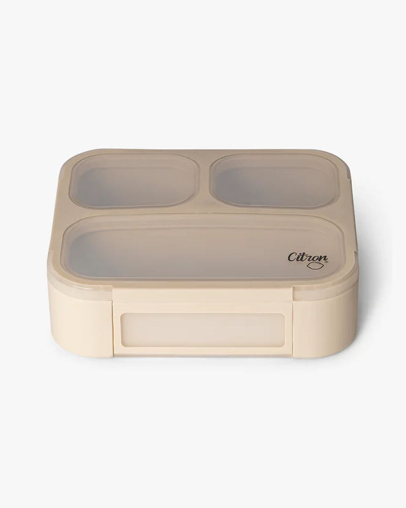 Lunchbox Bento avec Fourchette et Cuillère Citron - Beige