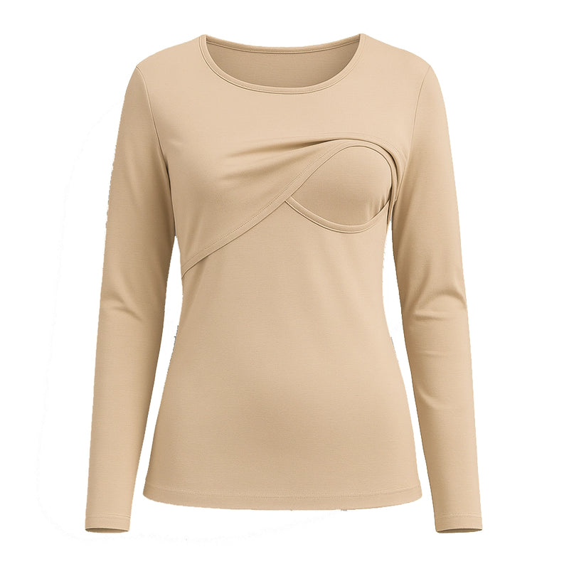 Bambidou Long Sleeve Nursing Sweater - Beige