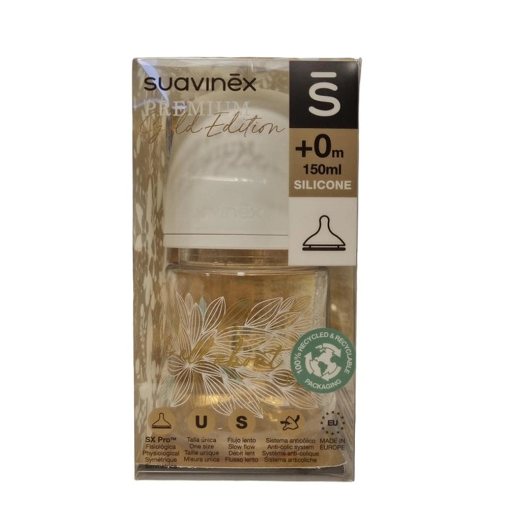 Suavinex Biberon Premium en Polyamide avec Tétine Physiologique 150ml - Doré