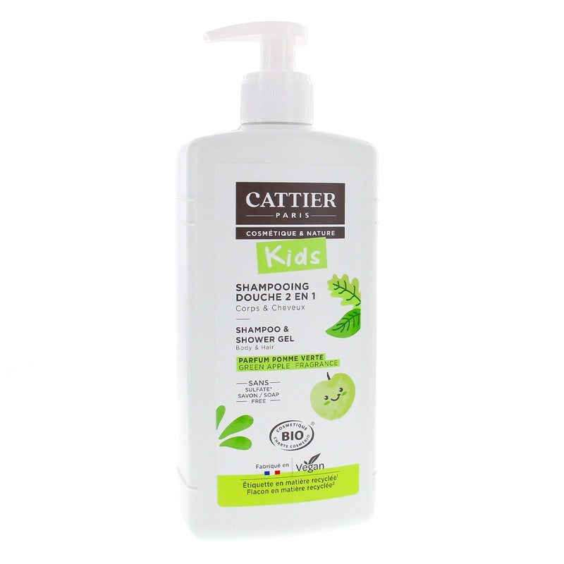 Cattier Kids Champú de Ducha 2 en 1 Aroma a Manzana Verde Bio - 500 ml