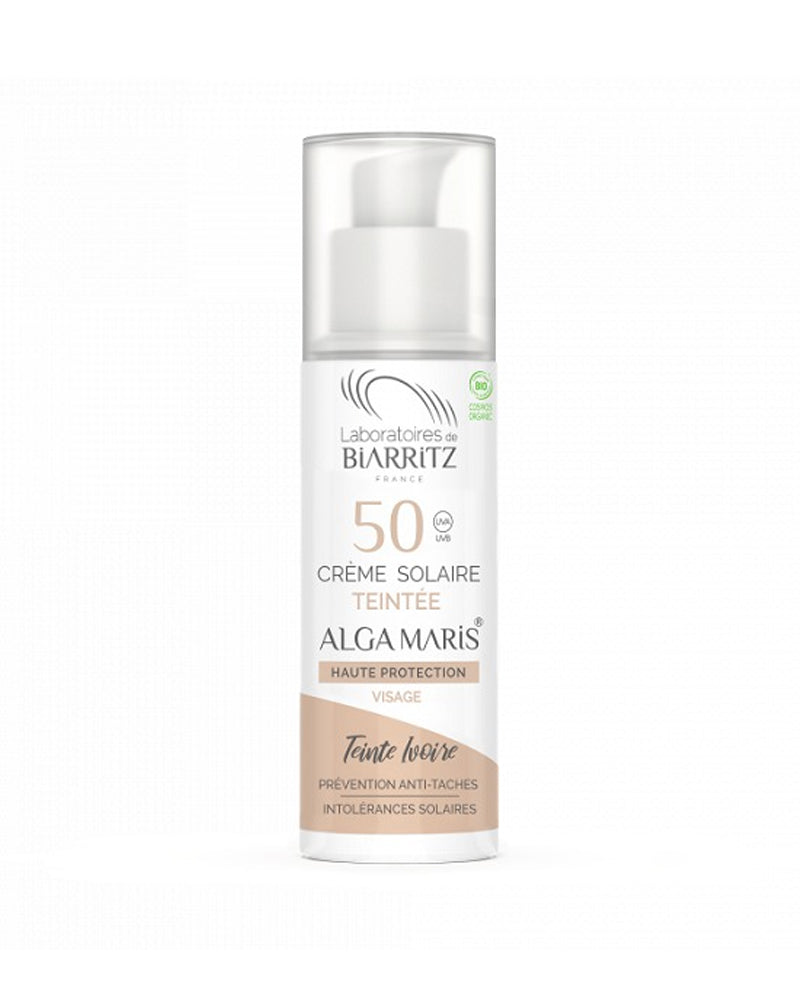 Biarritz Crème Solaire SPF50 Teintée Ivoire Certifiée Bio - 50ml