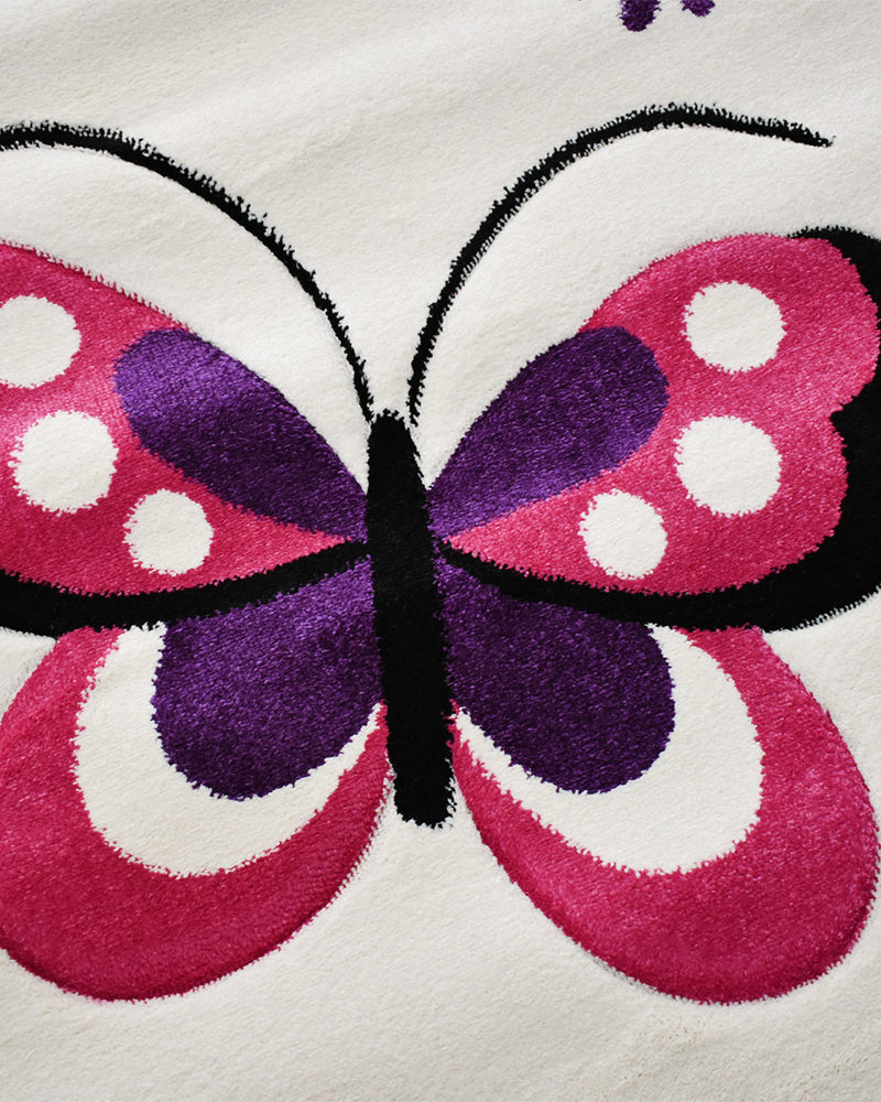 Tapis Rectangulaire Papillons Un Amour de Tapis - Beige & Rose