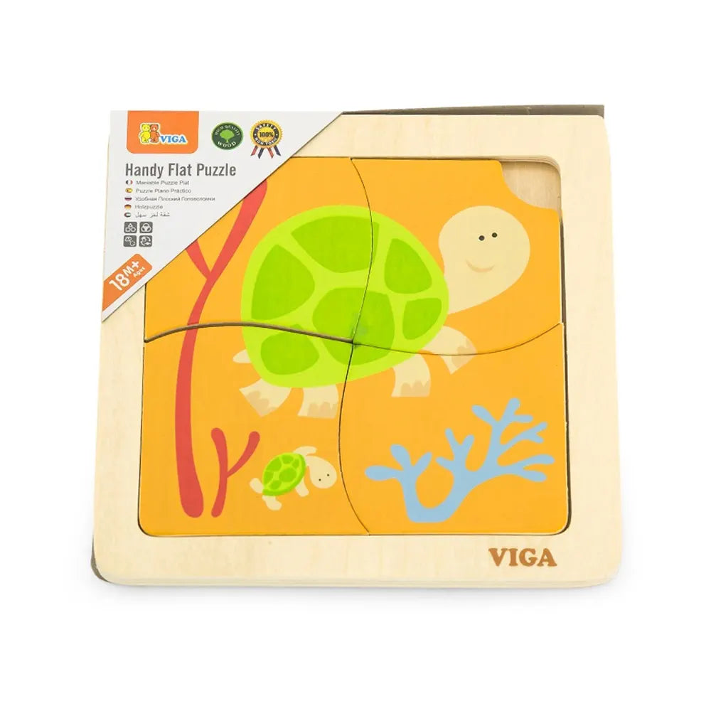 Viga Toys Puzzle Plat Tortue en Bois – 12M+