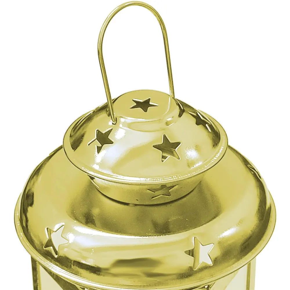 Lanterne Décorative en Métal et Verre 10x15 cm - Dorée