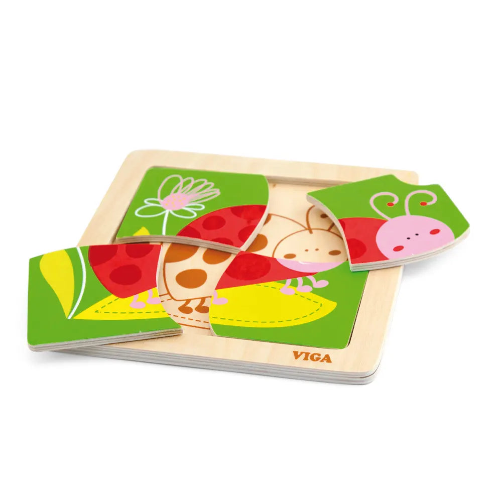 Viga Toys Puzzle Plat Coccinelle en Bois – 12M+