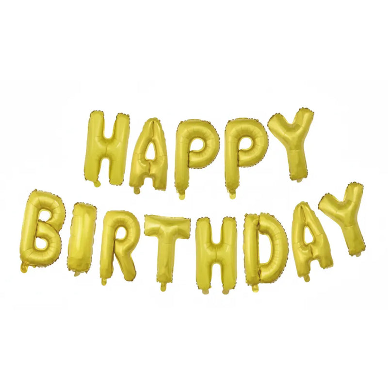 Kit de Globos de Aluminio Dorado Láser HAPPY BIRTHDAY – 40cm