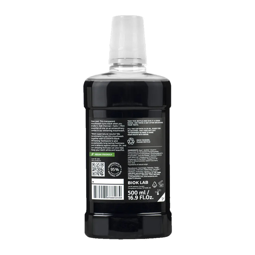 ECODENTA Bain de Bouche Blanchissant au Charbon Actif 500ml