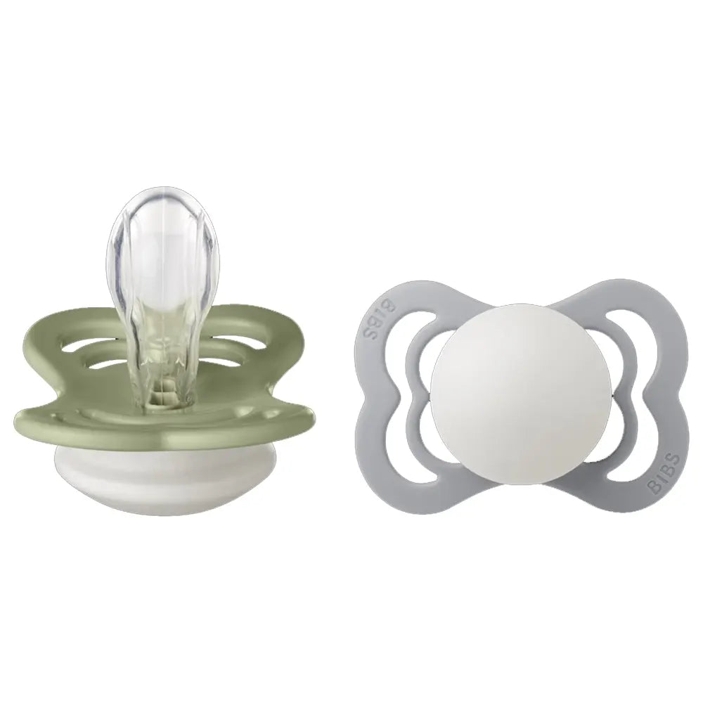 BIBS Lot de 2 Sucettes Symétriques Suprème Silicone - Sauge/Nuage - GLOW