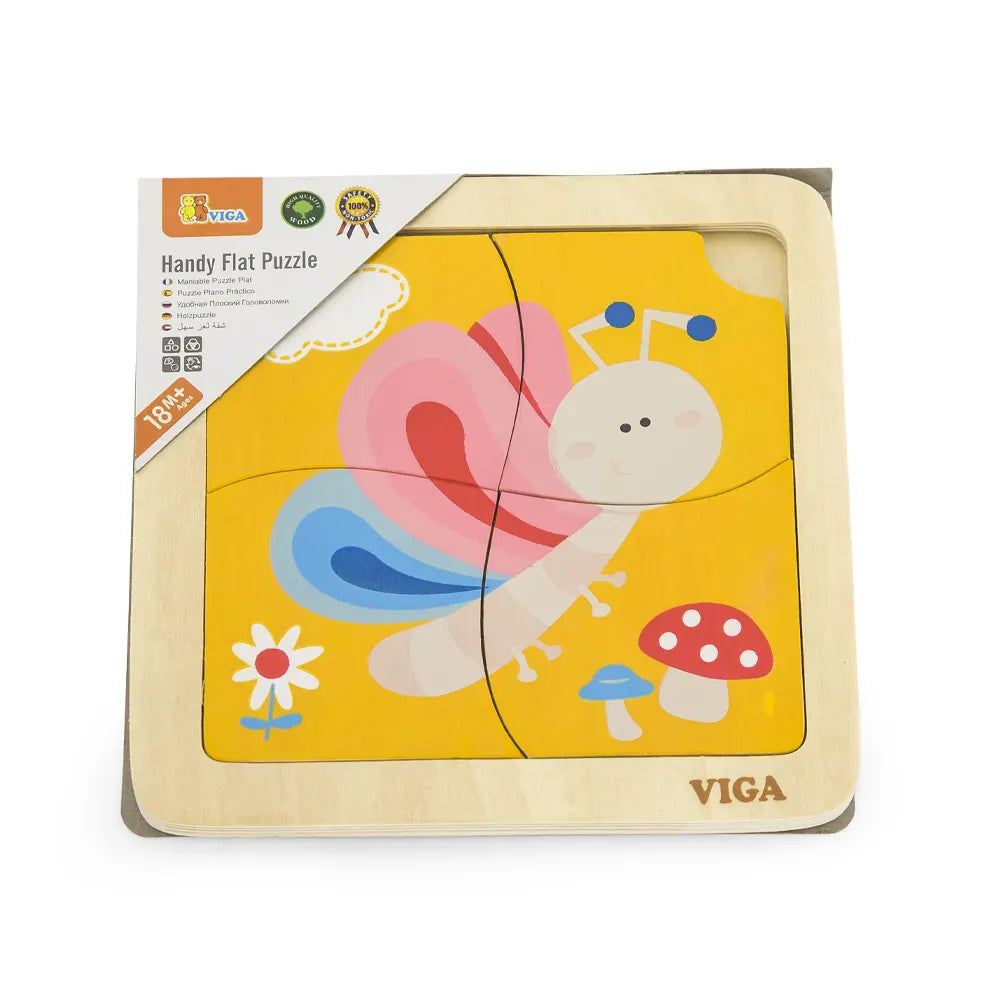 Viga Toys Puzzle Plat à Poignée Papillon en Bois – 12M+