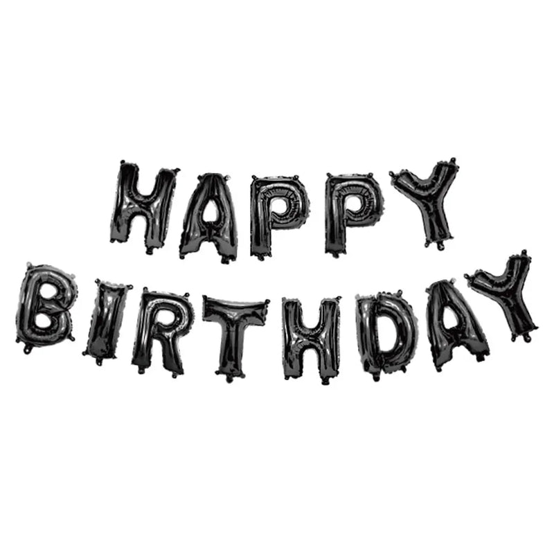 Kit de Globos de Aluminio Negro HAPPY BIRTHDAY – 40cm
