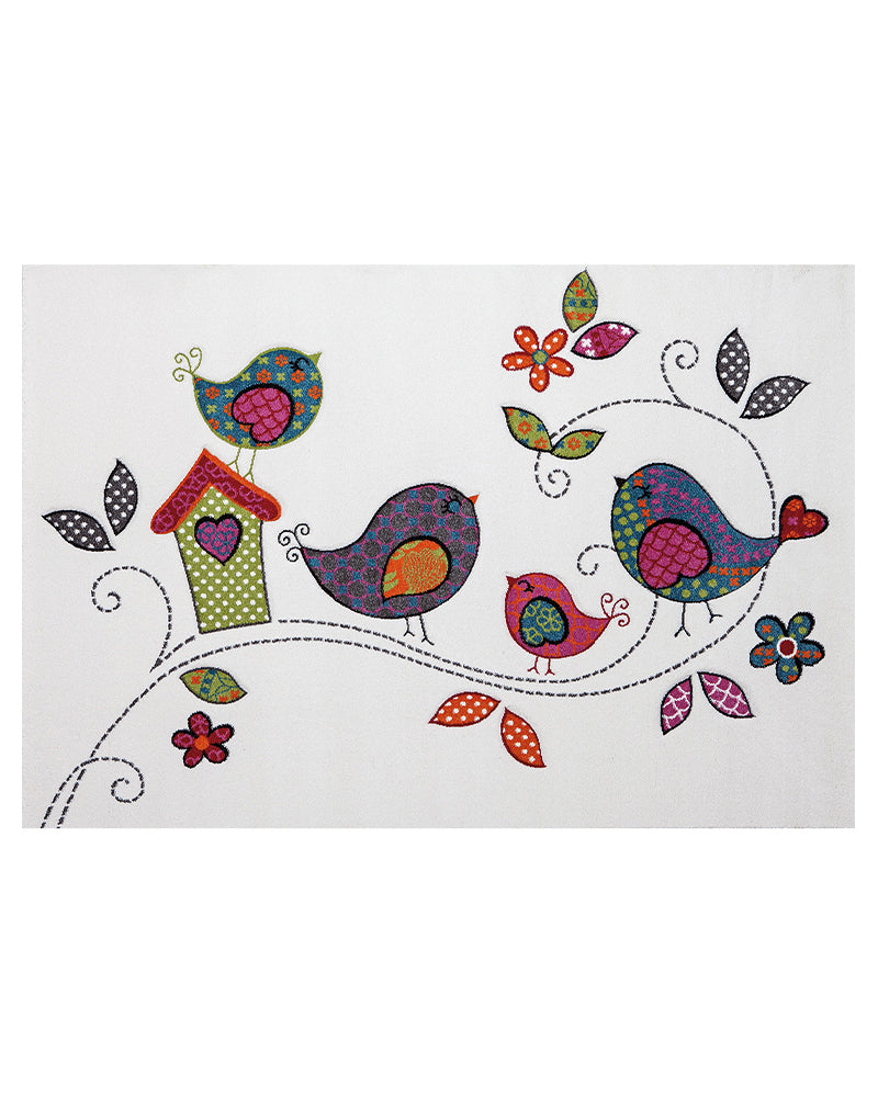Tapis Rectangulaire Kids Oiseaux Un Amour de Tapis - Crème