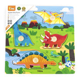 Viga Toys Puzzle à Boutons en Bois 12M+ - Dinosaures
