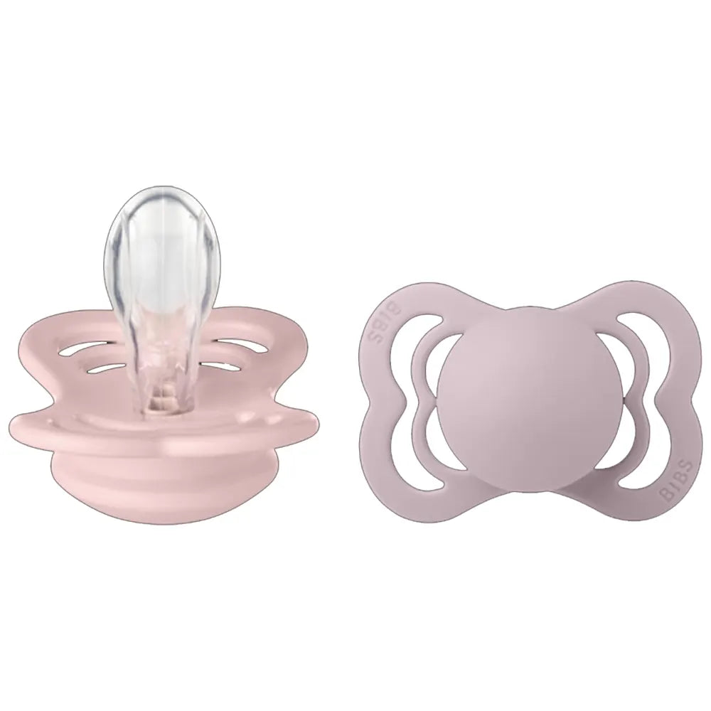 BIBS Lot de 2 Sucettes Symétriques Suprème Silicone - Blossom/Lilas Foncé