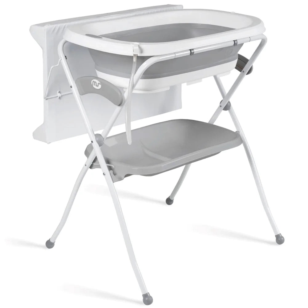 Ms Innovaciones Baignoire Pliable avec Table à Langer + Coussin - Gris