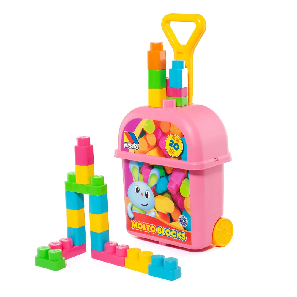 Molto Valise avec 20 Blocs 12M+ - Rose