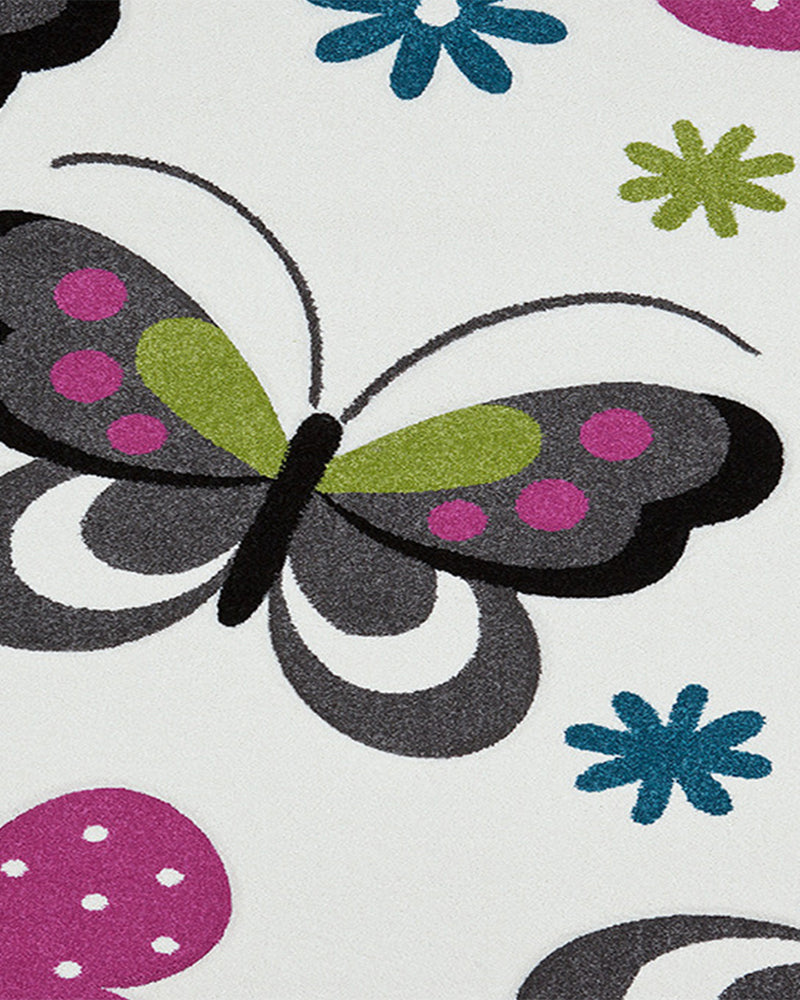 Tapis Rectangulaire Kids Papillons Un Amour de Tapis - Crème