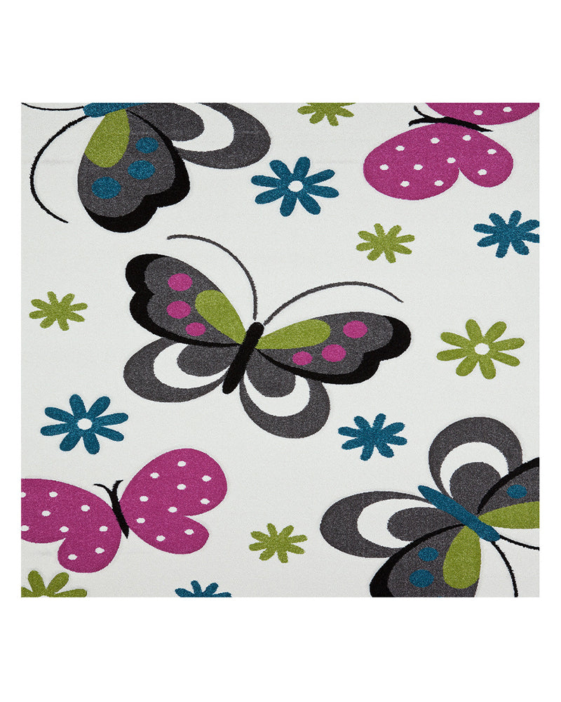 Tapis Carré Kids Papillons 160x160 cm Un Amour de Tapis - Crème